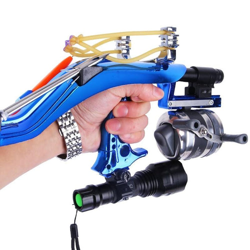 SharpSling™ Bowfishing Slingshot - High Velocity Slingshot w Dart, Reel, Laser & Flashlight